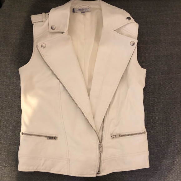 Jennifer Lopez White Faux Leather Vest - Picture 1 of 5
